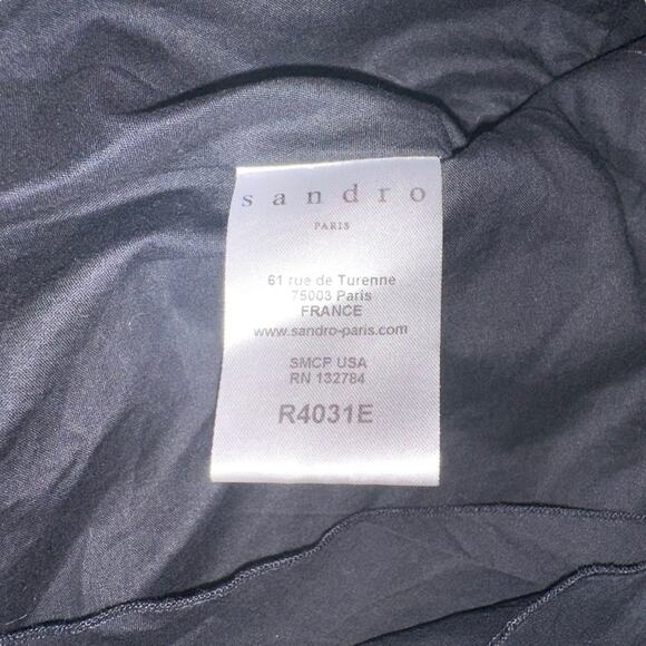 Sandro Rosilda Drawstring Waist Sleeveless Black Dress 3 LARGE - Picture 5 of 8